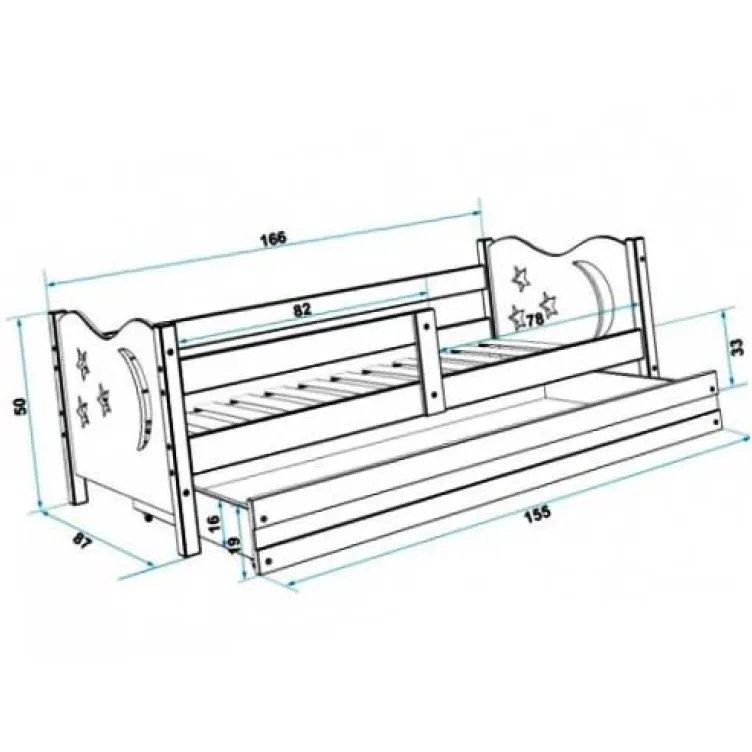 Dečiji krevet Elegant Adler roze 160x80 cm sa fiokom i dušekom