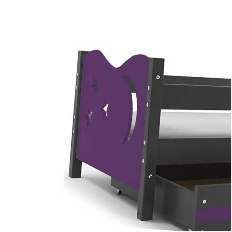 Dečiji krevet Elegant Graphite ljubičasti 160x80 cm sa fiokom i dušekom