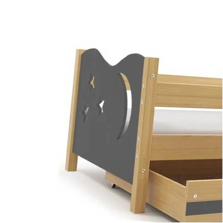 Dečiji krevet Elegant Pine sivi 160x80 cm sa fiokom i dušekom