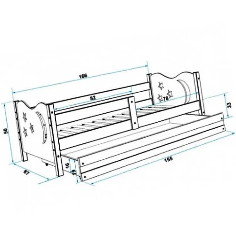 Dečiji krevet Elegant Pine zeleni 160x80 cm sa fiokom i dušekom