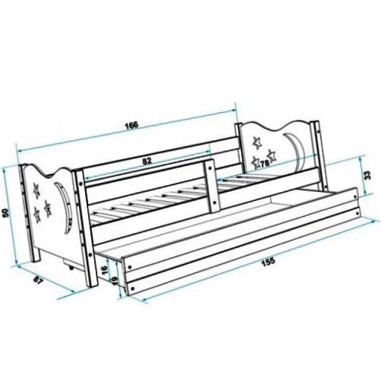 Dečiji krevet Elegant White roze 160x80 cm sa fiokom i dušekom