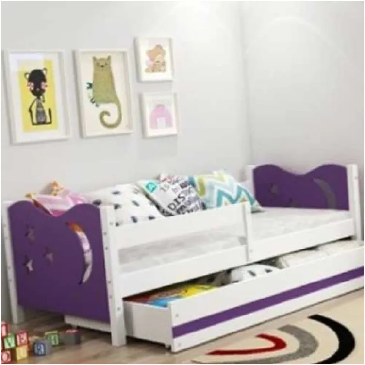Dečiji krevet Elegant White ljubičasti 160x80 cm sa fiokom i dušekom