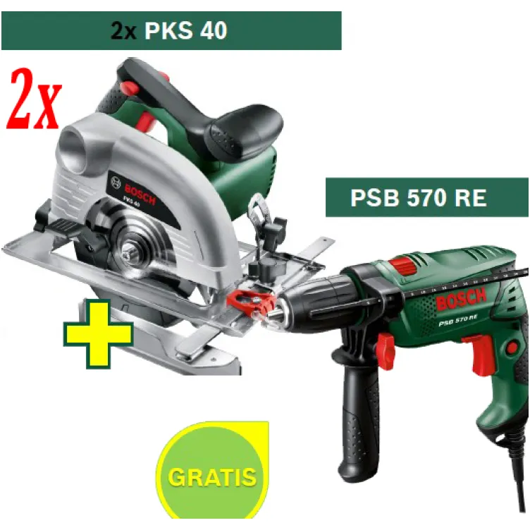 Kružna testera Bosch PKS 40 + Bušilica Bosch PSB 570 RE