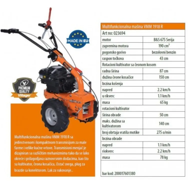 Motorni kultivator Villager VMM 1918 R