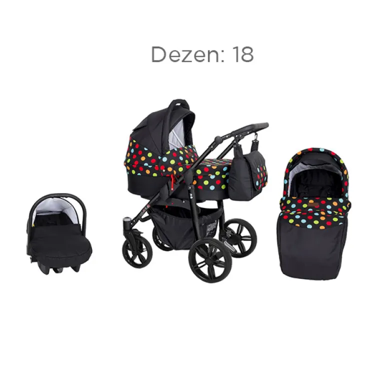Kolica Za Bebe Kunert Silver crni ram set 2u1
