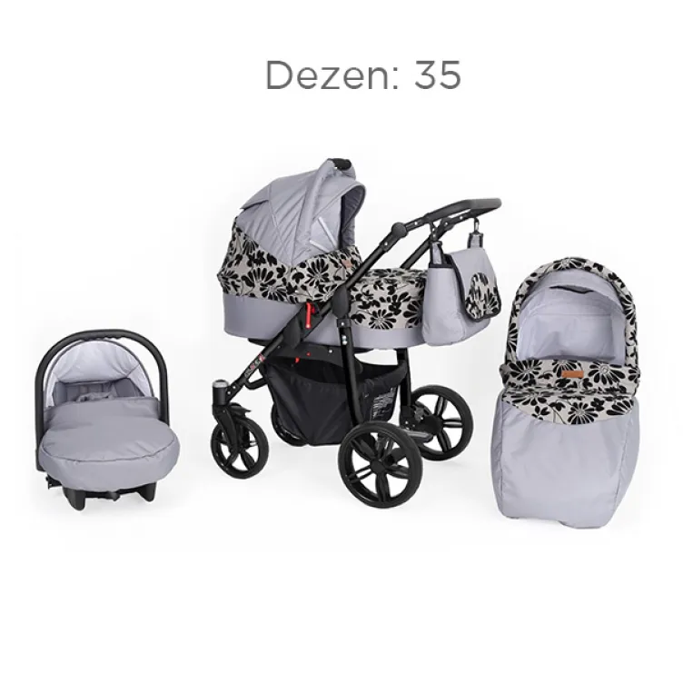Kolica Za Bebe Kunert Silver crni ram set 2u1
