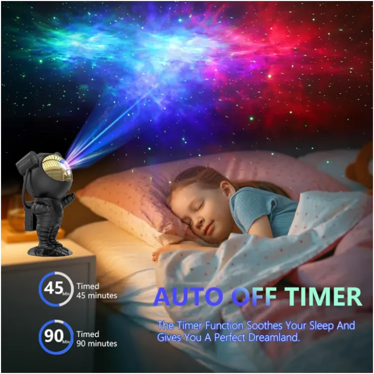 Lampa astronaut sa projektorom zvezdanog neba sa daljinskim crna