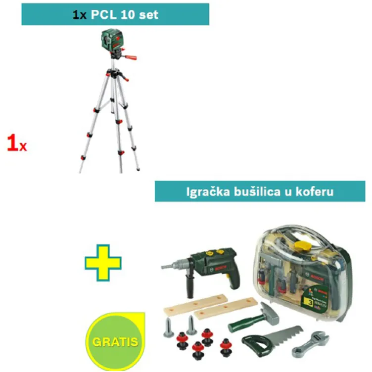 Laser za ukrštene linije Bosch PCL 10 Set + igračku bušilicu u koferu GRATIS