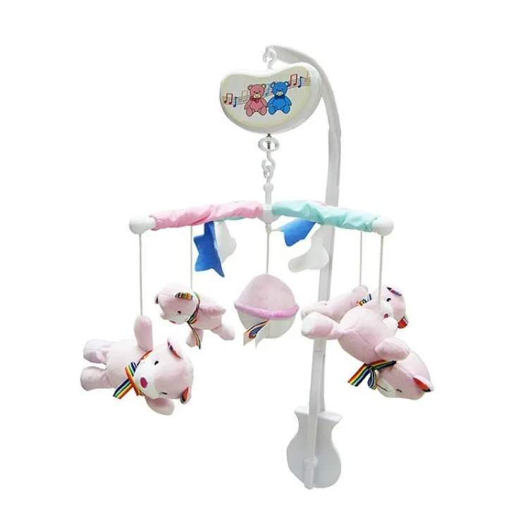 Muzička vrteška veseli medvedići Biba Toys roze