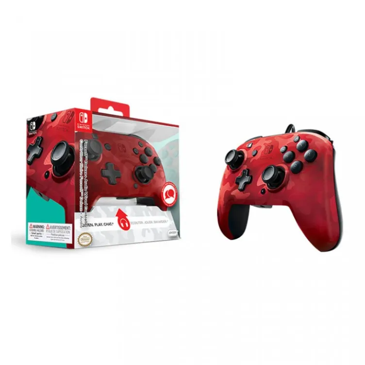 Nintendo Switch Faceoff Deluxe Controller Audio Camo Red