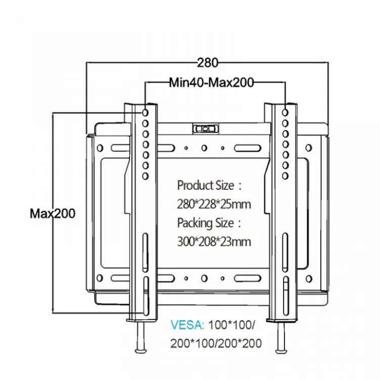 Nosač za TV fiksni Velteh TVN-200F 13"-43"