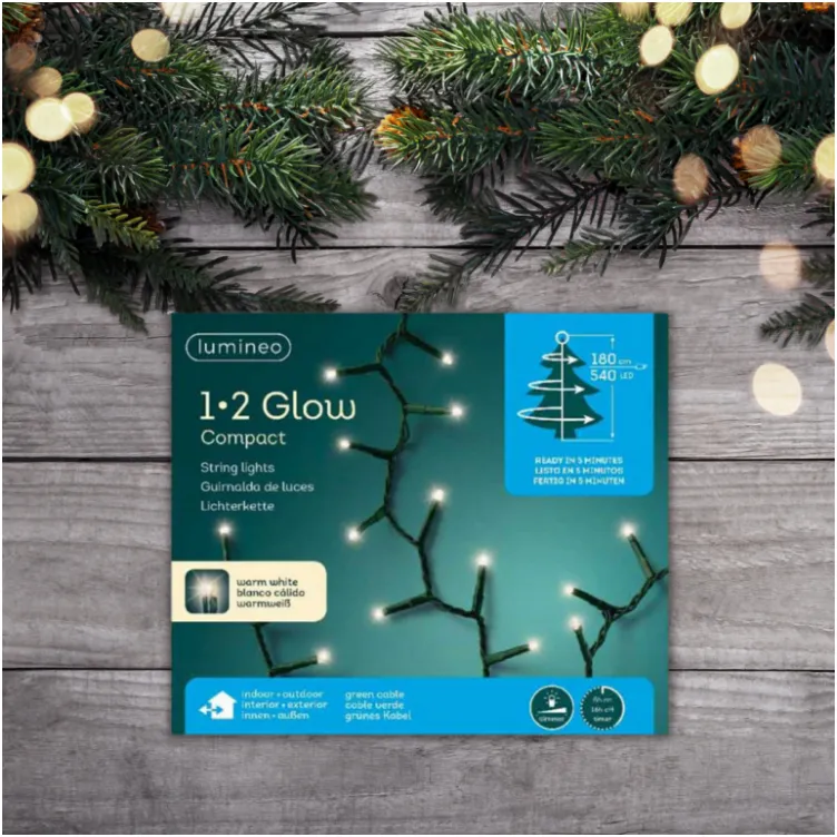 Novogodišnja LED rasveta za jelku 180cm-540L Toplo bela Lumineo 1-2 Glow