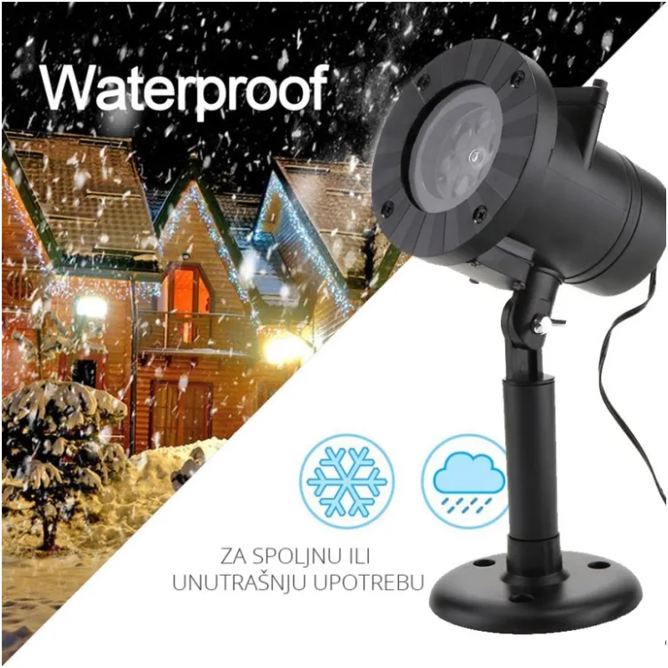 Novogodišnji LED Projektor Sa 12 Motiva i 4 Boje