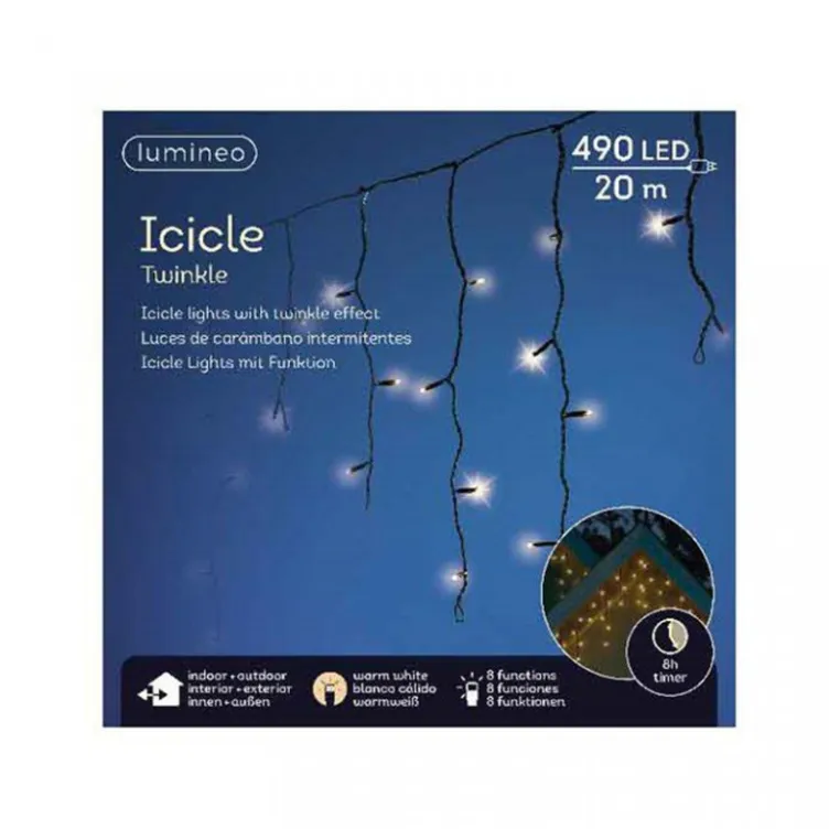 Novogodišnji LED svetleći niz za spoljnu upotrebu 490L Lumineo Icicle toplo bela