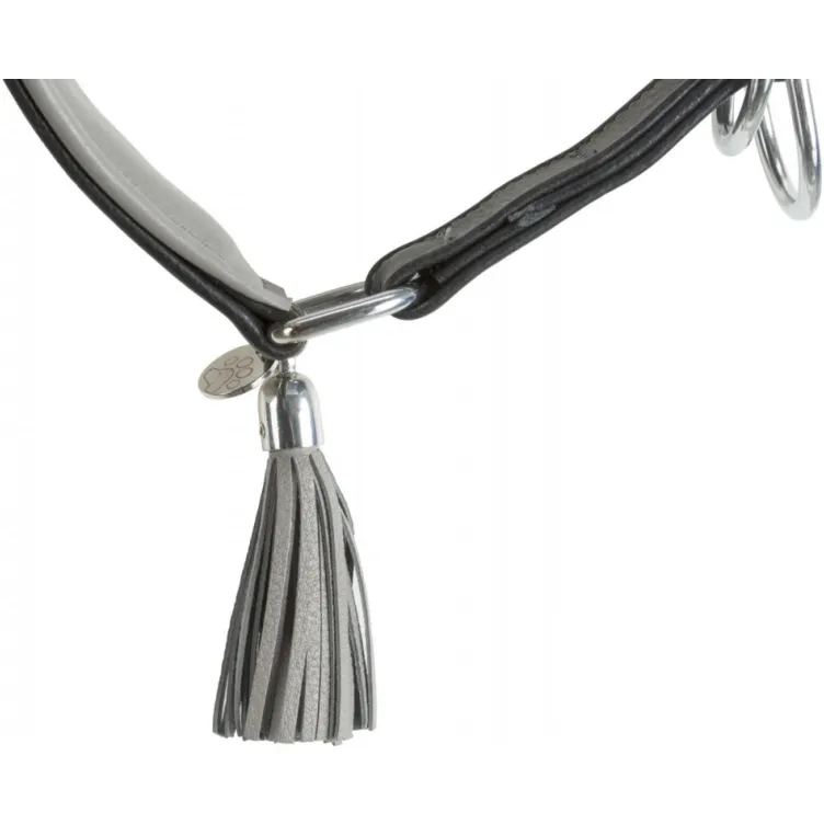 Ogrlica za Hrta koža  S 27-35cm/55mm  crno siva
