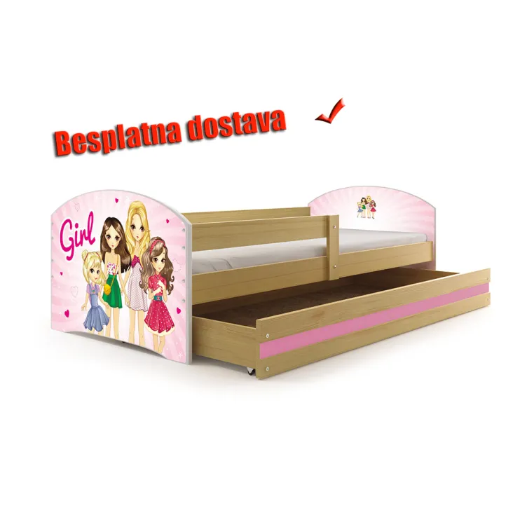 Dečiji krevet Lookie Pine 160x80 cm sa dušekom dezen 05