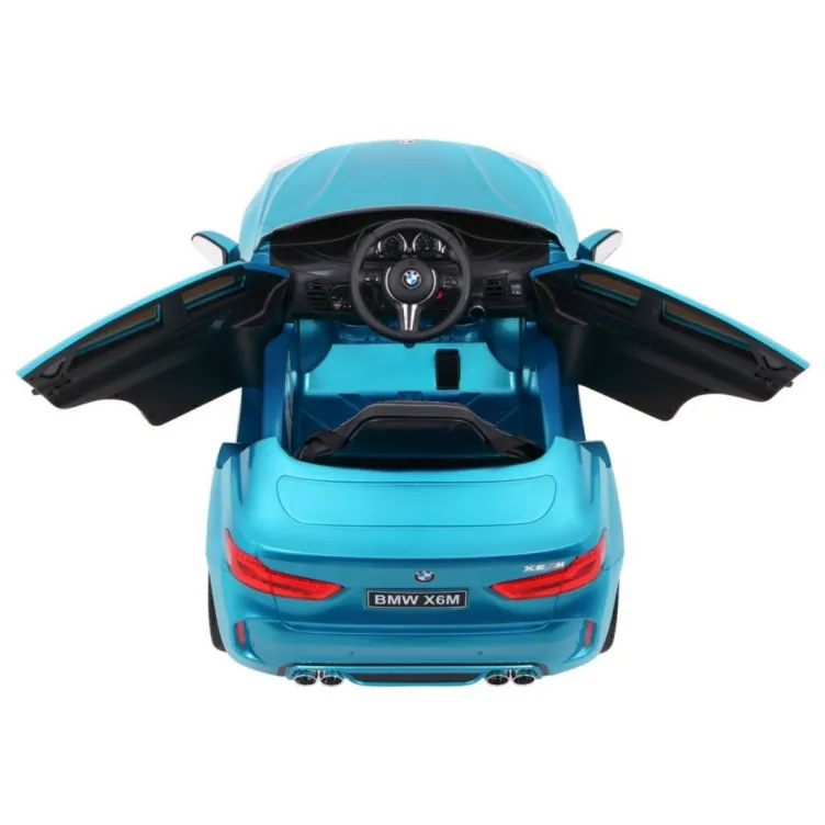 Auto na akumulator BMW X6 model 229-1 Licencirani sa kožnim sedištem i mekim gumama Metalik Plavi