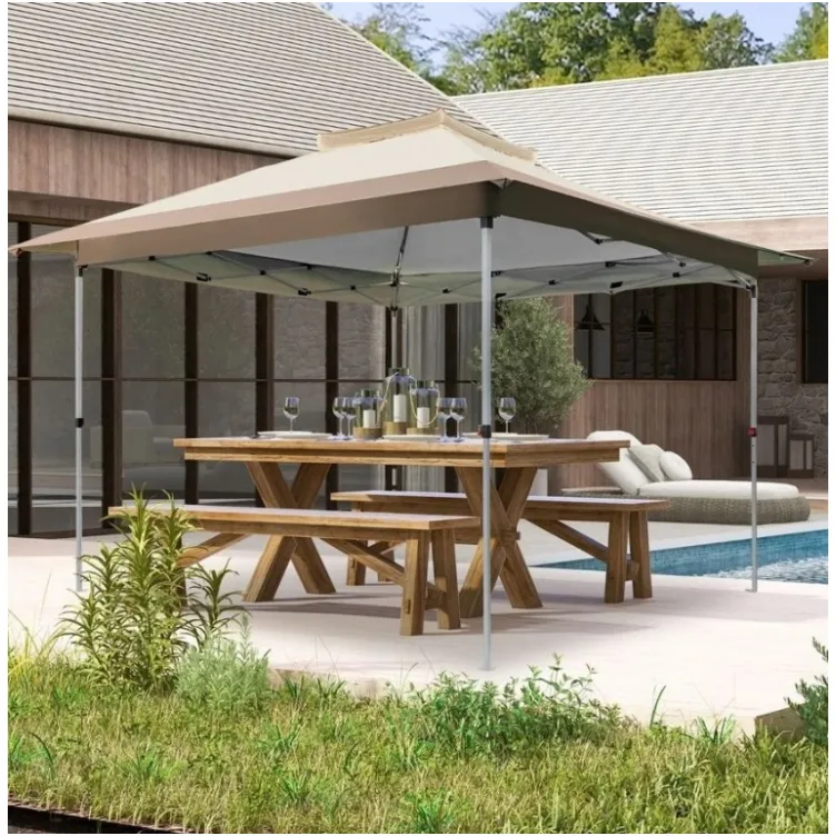 Gazebo paviljon sa mehanizmom 350x350cm Braon