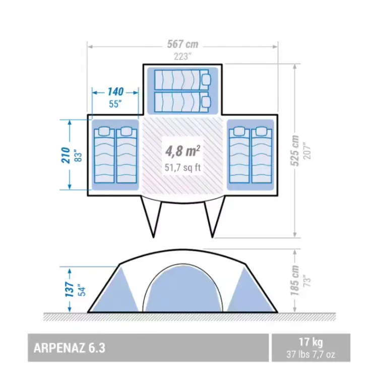 Šator za 6 osoba kampovanje Arpenaz 