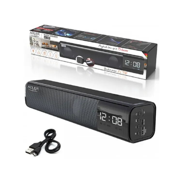 Budilnik sa alarmom sd usb i zvučnikom 2x5w  Adler ad1191 