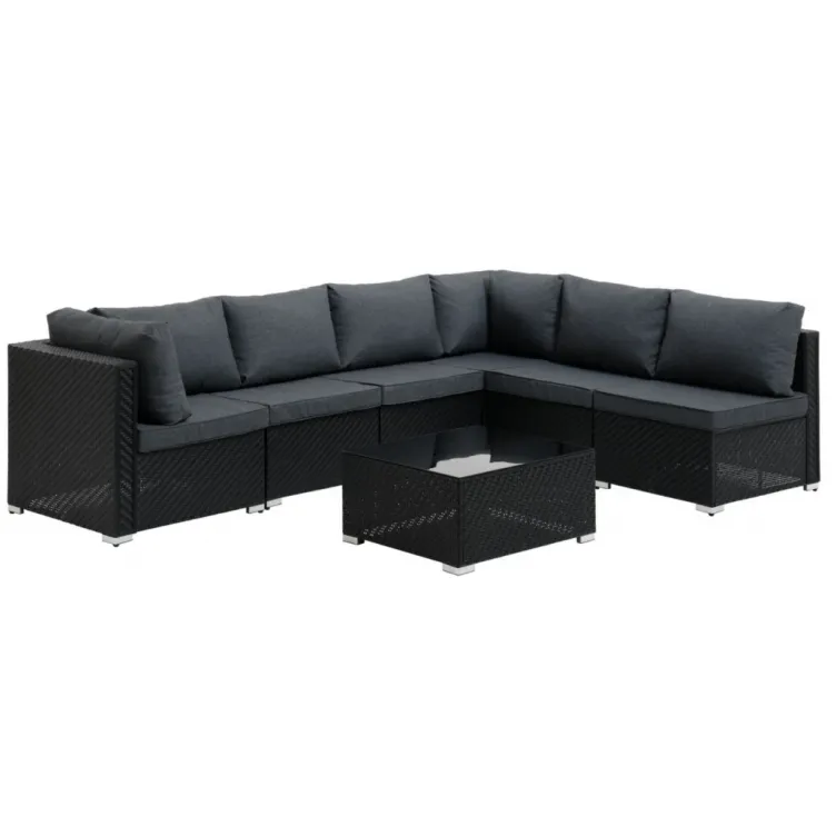 Lounge modularna baštenska garnitura  6 osoba  crna