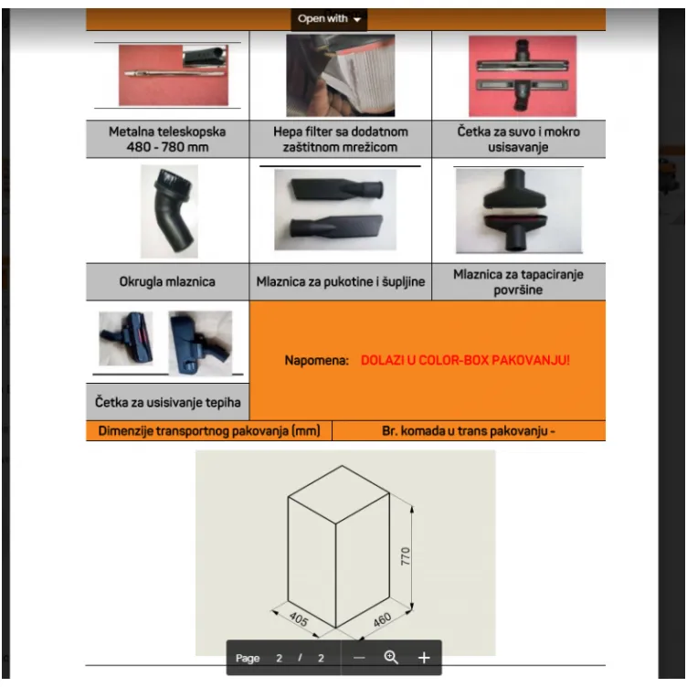 Usisivač za mokro i suvo usisavanje VILLYVAC 40 DWS 1200W Villager 