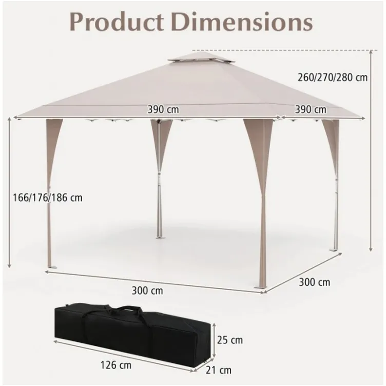 Gazebo paviljon sa mehanizmom 4x4m Bež
