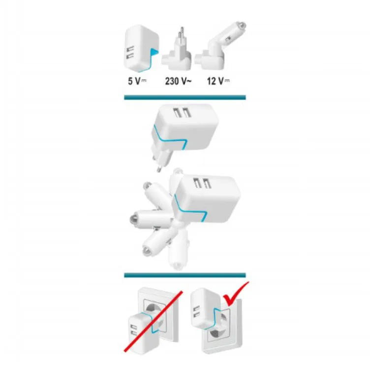 Set USB punjača 2.1A SA2100SET