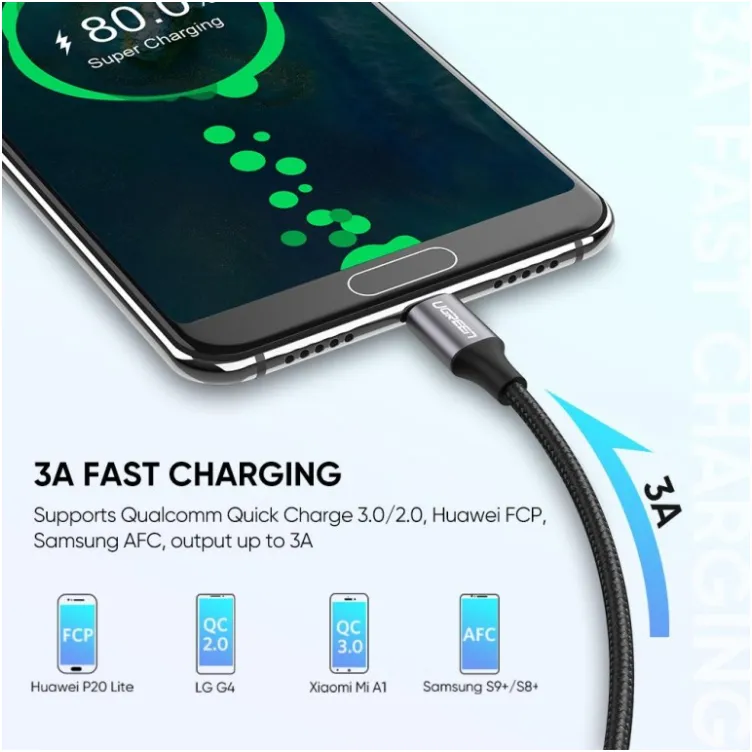 USB tip C M na USB 2.0 M kabl alu.3m gray 60408 Ugreen  USB tip C M na USB 2.0 M kabl alu.3m gray 60408 Ugreen