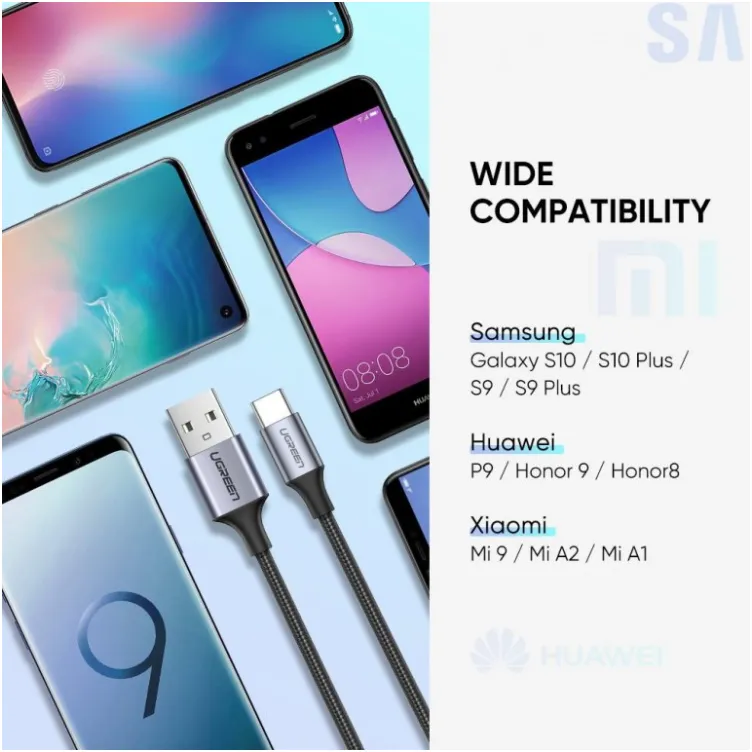 USB tip C M na USB 2.0 M kabl alu.3m gray 60408 Ugreen  USB tip C M na USB 2.0 M kabl alu.3m gray 60408 Ugreen