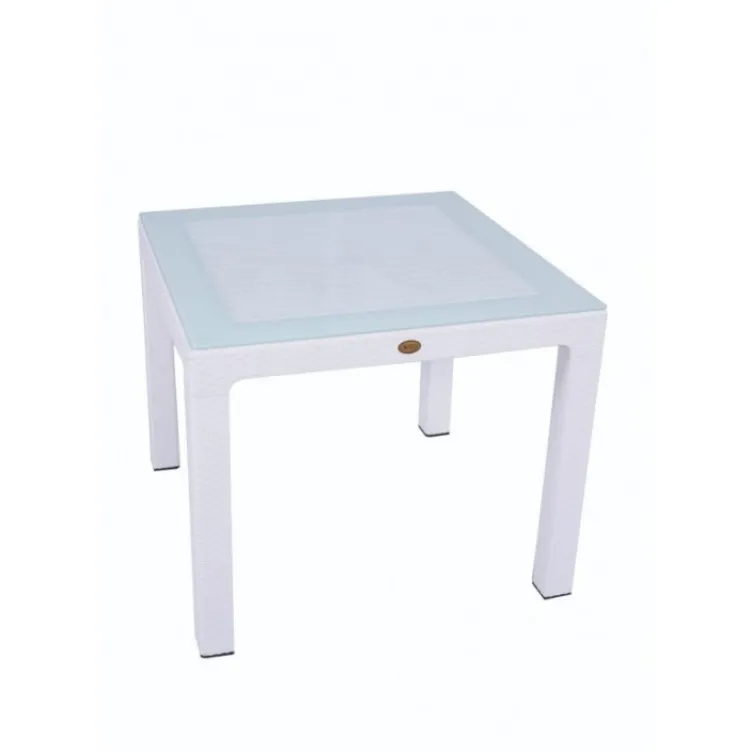 Baštenski set ZARA 4 stolice i sto sa staklom 90x90 belo plavi 