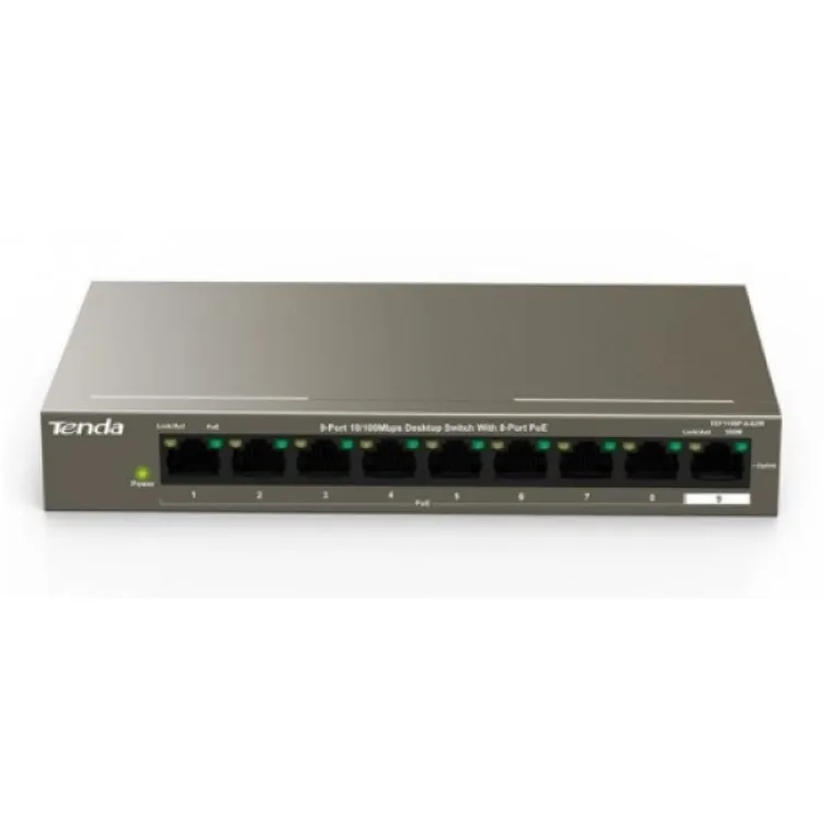 Tenda TEF1109P-8-63W LAN Switch 9-Port 10/100 POE +1 Gigabit RJ45 ports
