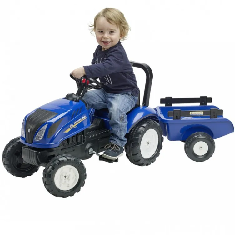Traktor na pedale Falk New Holland sa prikolicom - plavi