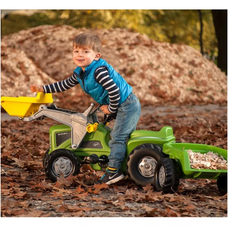 Traktor na pedale RollyToys Kiddy Futura zeleni s prikolicom i utovarivačem