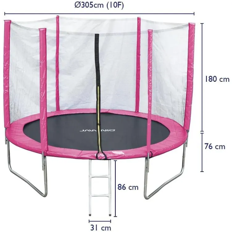 Trambolina 305 cm sa ogradom,mrežom i merdevinama Pink