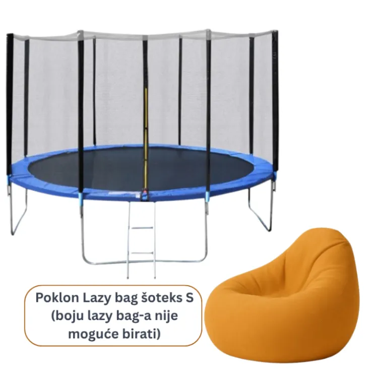 Trambolina 366 cm sa ogradom i mrežom+lazy bag s poklon