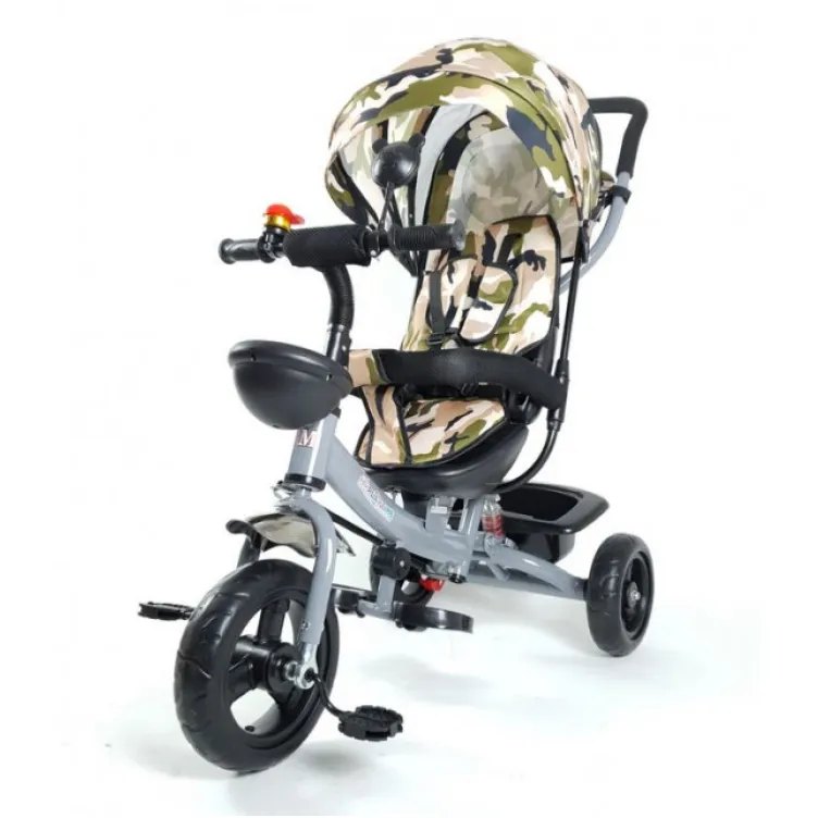 Tricikl Guralica Playtime Army 406-1 sa mekim sedištem  Mat sivi ram