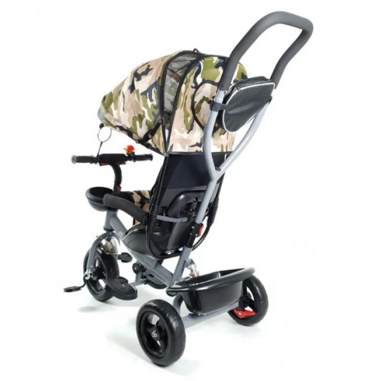 Tricikl Guralica Playtime Army 406-1 sa mekim sedištem  Mat sivi ram