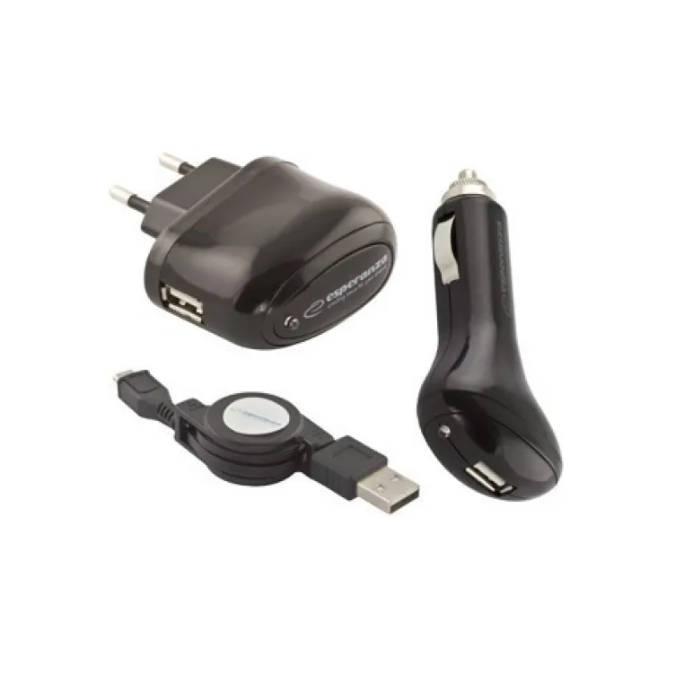 USB punjači + microUSB kabl Esperanza 3in1 set EZ116