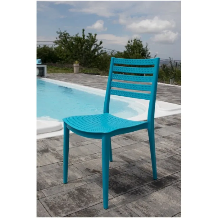 Baštenski set ZARA 6 stolice i sto sa staklom 150x90 plavo beli