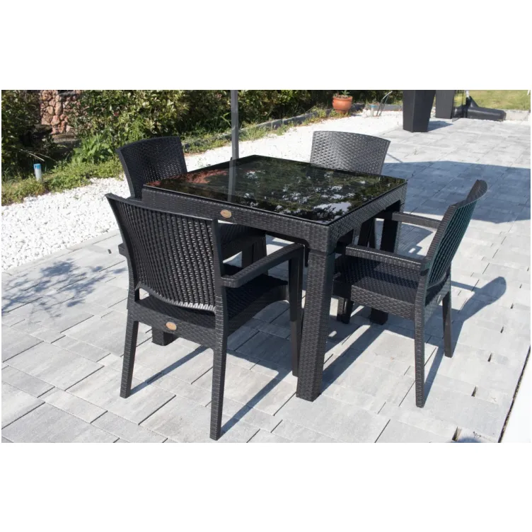 Sto 90x90 sa staklom Crni