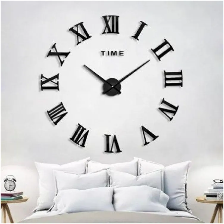 Zidni Sat samolepljivi 3D Crni T4309B 