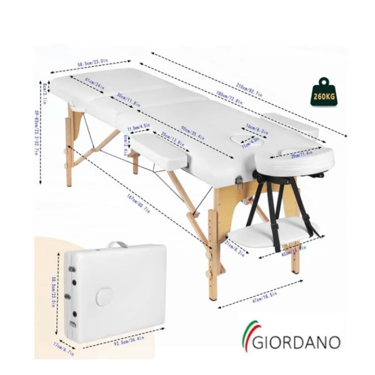 Sklopivi Sto Krevet za masažu drvo GIORDANO pink beli