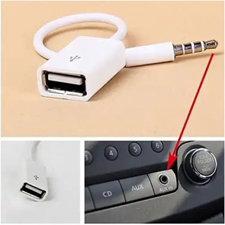 Adapter USB na AUX beli 17cm A017
