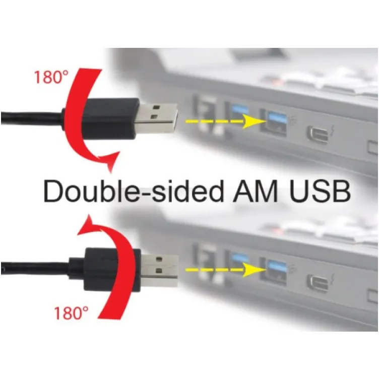 CC-mUSB2D-1M Gembird Double-sided USB 2.0 AM to Micro-USB cable, black, 1 m