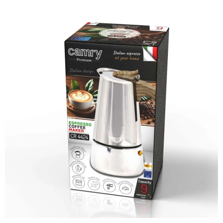 CAMRY CR4424 DŽEZVA ZA ESPRESSO KAFU 9 ŠOLJICA 450ML GAS INDUKCIJA EL. RINGLA