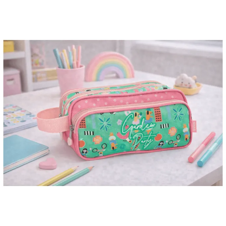 ENSO URBAN GARDEN prazna pernica sa 3 pregrade - pink