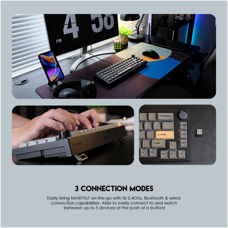 Tastatura mehanicka Gaming Fantech MK858 RGB MaxFit67 crna (white switch)