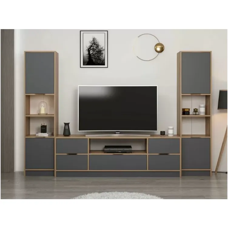 Tv komoda Elina sa 5 vrata I 2 police za knjige antracit boji