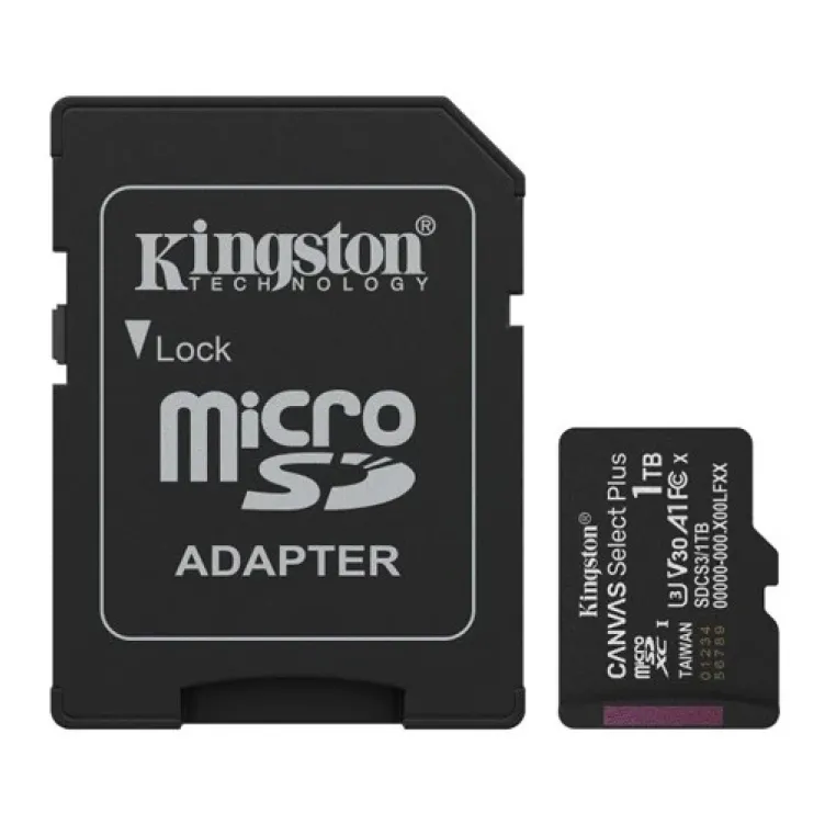 Micro SD Card 1TB Kingston + SD adapter SDCS3/1TB class 10